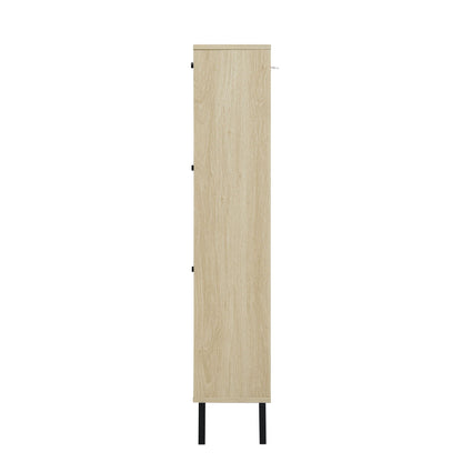 Shoe Cabinet Modern Rattan 3-Door in light wood with black legs HouseOfZazla on Tampa Home & Garden Store