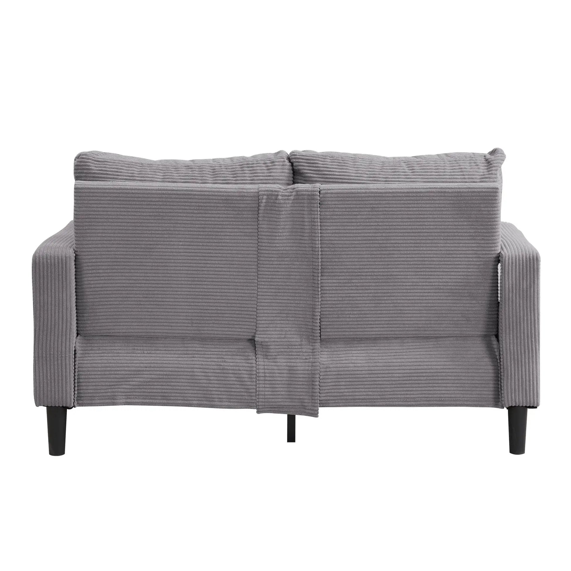 Unique Piece Furniture gray corduroy loveseat with 2 cushions and black tapered legs on Tampa Home & Garden Store