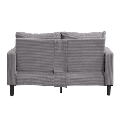 Unique Piece Furniture gray corduroy loveseat with 2 cushions and black tapered legs on Tampa Home & Garden Store