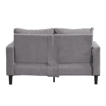 Modern upholstered stationary loveseat in gray corduroy by HouseOfZazla on Tampa Home & Garden Store