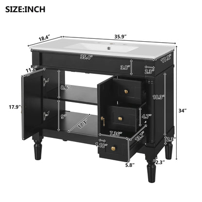 Bathroom Vanity With Ceramic Sink and Soft Close