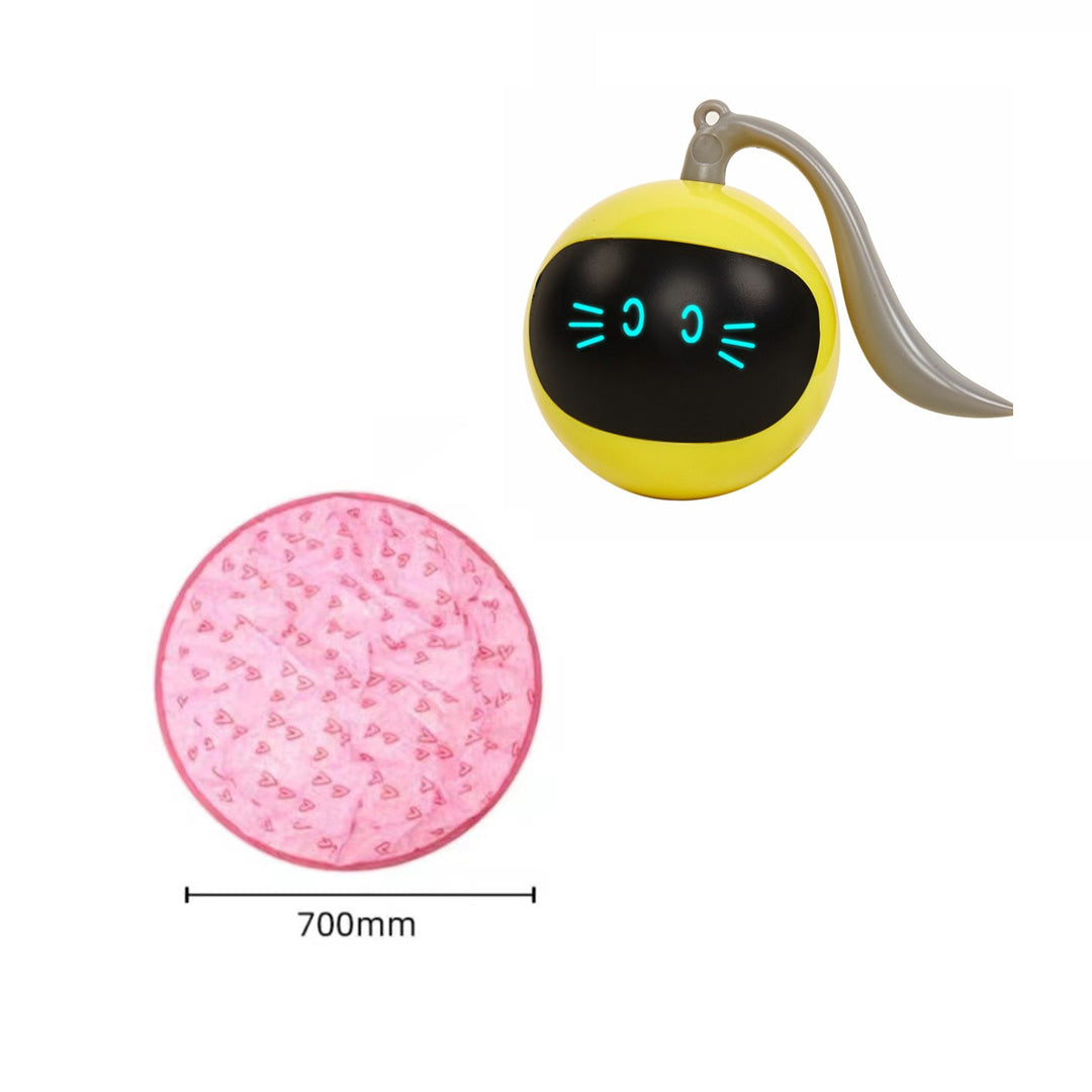 Automatic Funny Cat Toys Electric Motion Ball LED face; yellow ball with pink play mat on Tampa Home & Garden Store