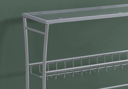 Accent Console Table silver metal with glass top and wire lower shelf Unique Piece Furniture on Tampa Home & Garden Store