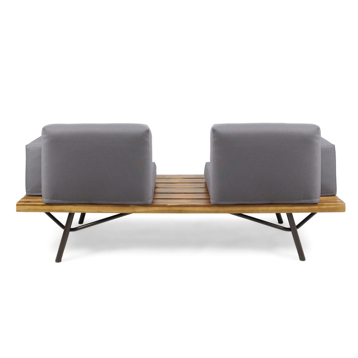 Dark Gray Patio Sofa With Iron Legs and Cushions