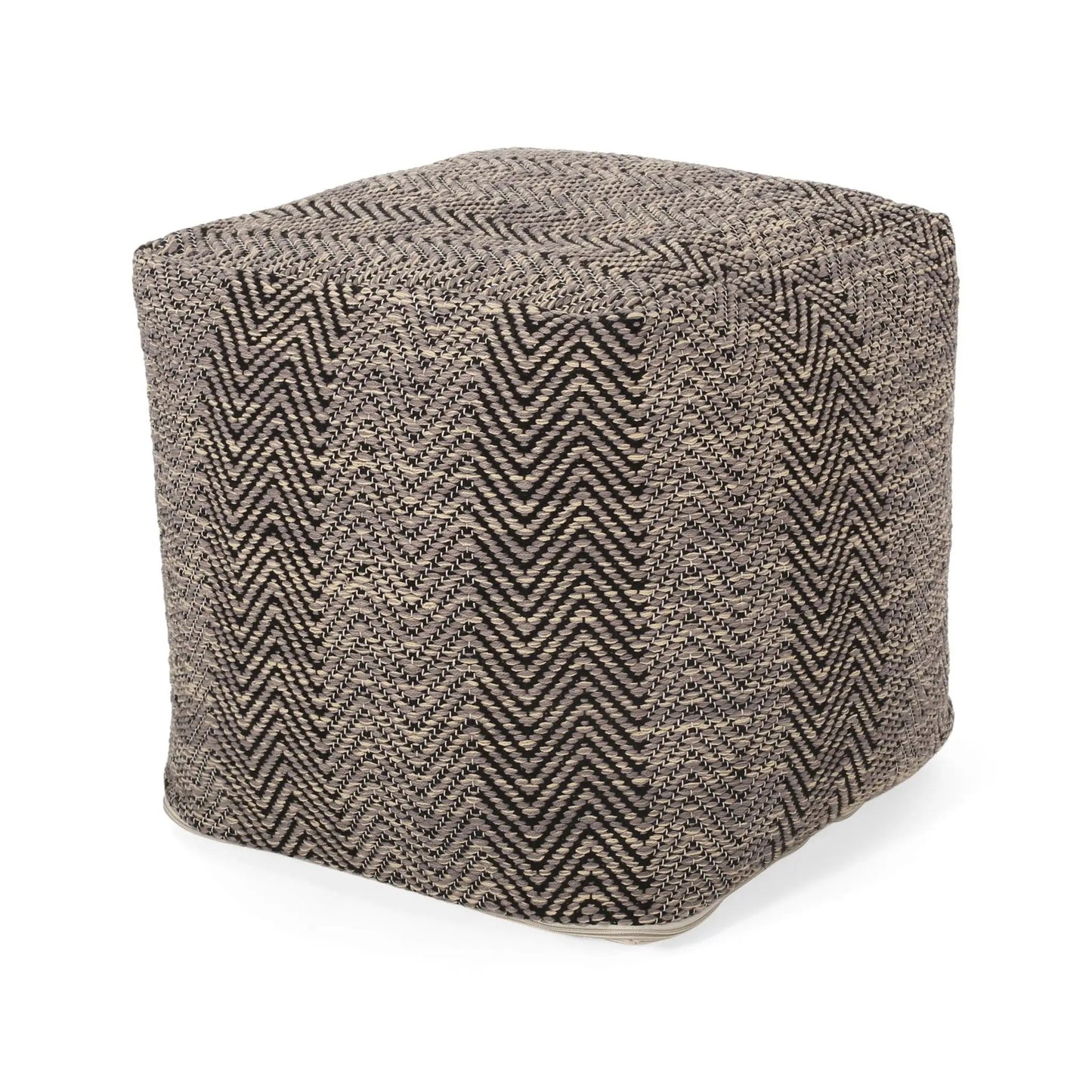 Barracuda Handcrafted Cotton Pouf with Chevron