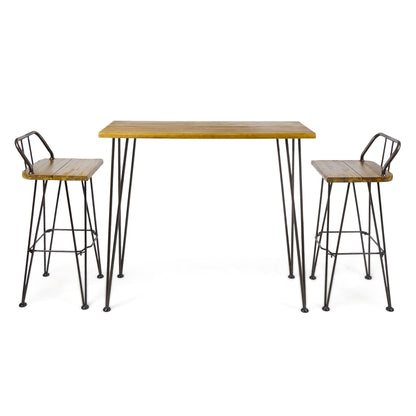 Dione Outdoor Industrial Bar Set of Acacia Wood