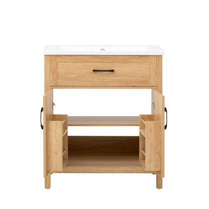 Walnut Bathroom Vanity With Sink and Storage
