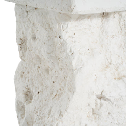 Talia Outdoor Patio MGO Side Table White on white textured stone surface backdrop HouseOfZazla on Tampa Home & Garden Store