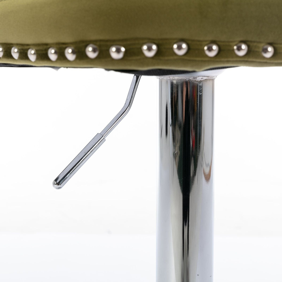 Swivel barstool set of 2, olive green studded upholstery, chrome pedestal, HouseOfZazla on Tampa Home & Garden Store