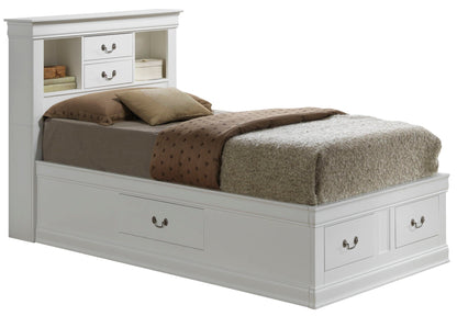 Traditional Style Bookcase Storage Bed white built-in shelves and drawers HouseOfZazla on Tampa Home & Garden Store