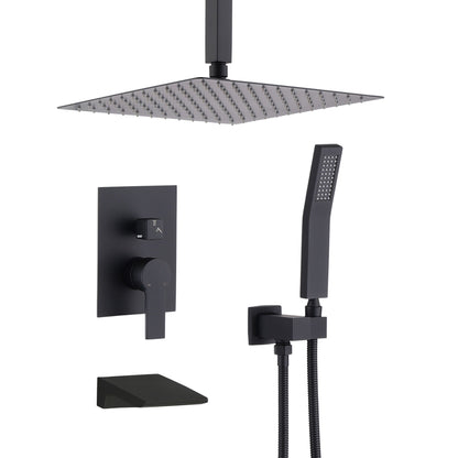 Wall Mount Shower System with high pressure 10in rain head and handheld, black finish on Tampa Home & Garden Store