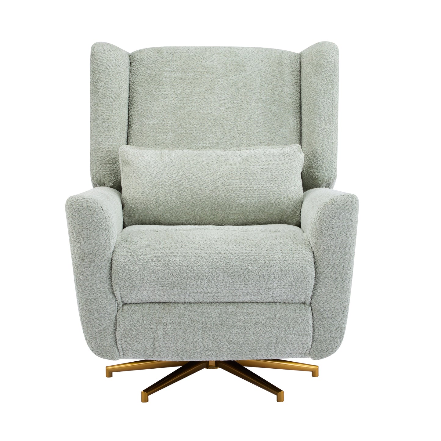 Power Recliner Chair Swivel with Boucle Upholstery and 360° Swivel, gray boucle fabric, gold base on Tampa Home & Garden Store