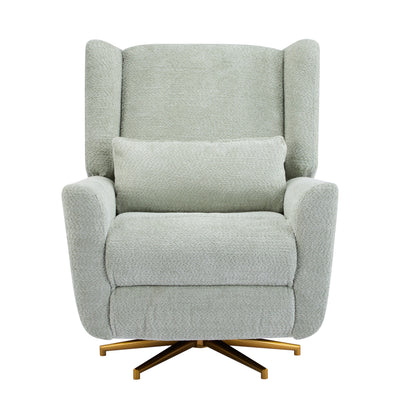 Power Recliner Chair Swivel with Boucle Upholstery and 360° Swivel, gray boucle fabric, gold base on Tampa Home & Garden Store