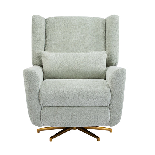 Power Recliner Chair Swivel with Boucle Upholstery and 360° Swivel, gray boucle fabric, gold base on Tampa Home & Garden Store