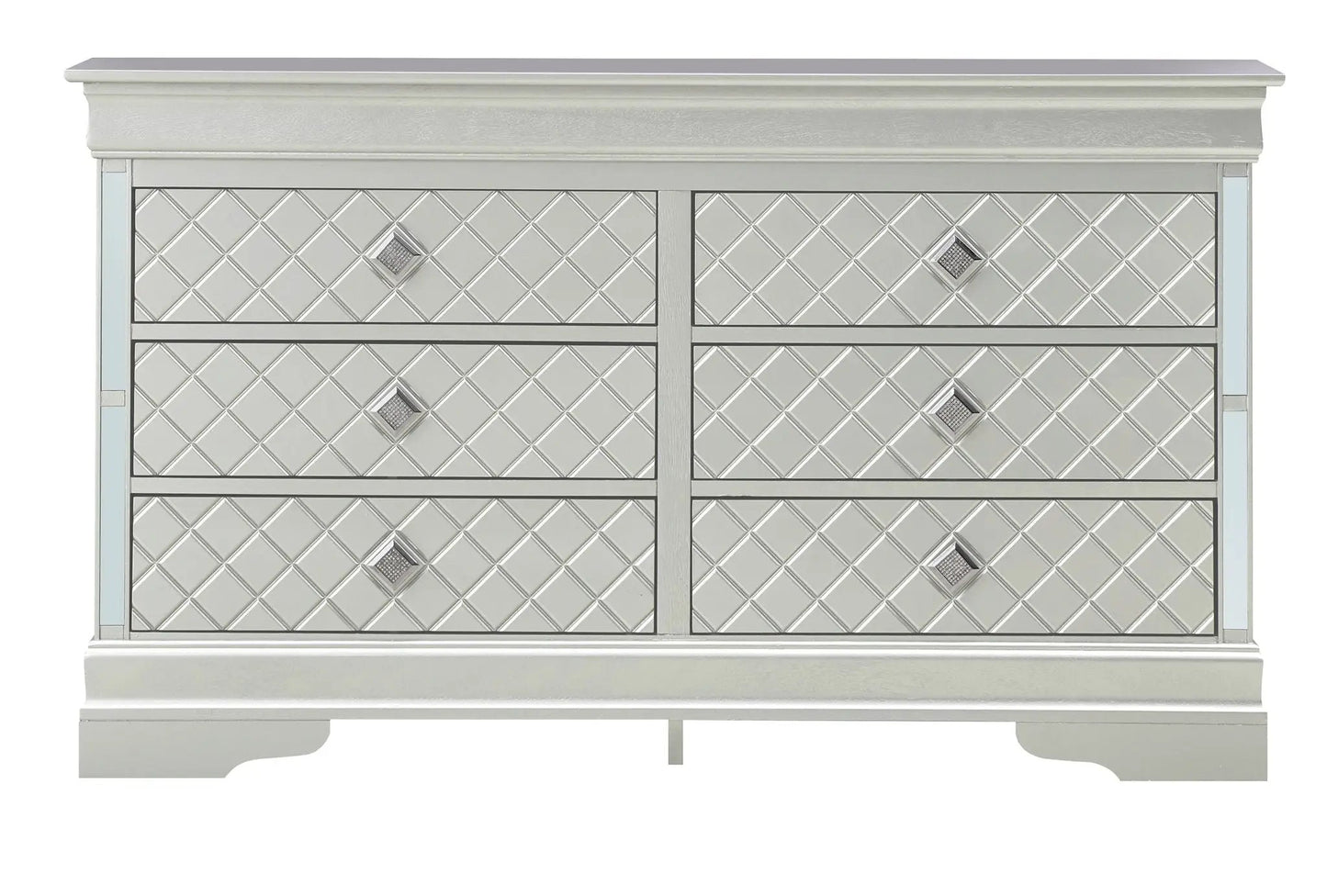 Verona dresser by Unique Piece Furniture with mirrored diamond-panel fronts and pulls on Tampa Home & Garden Store