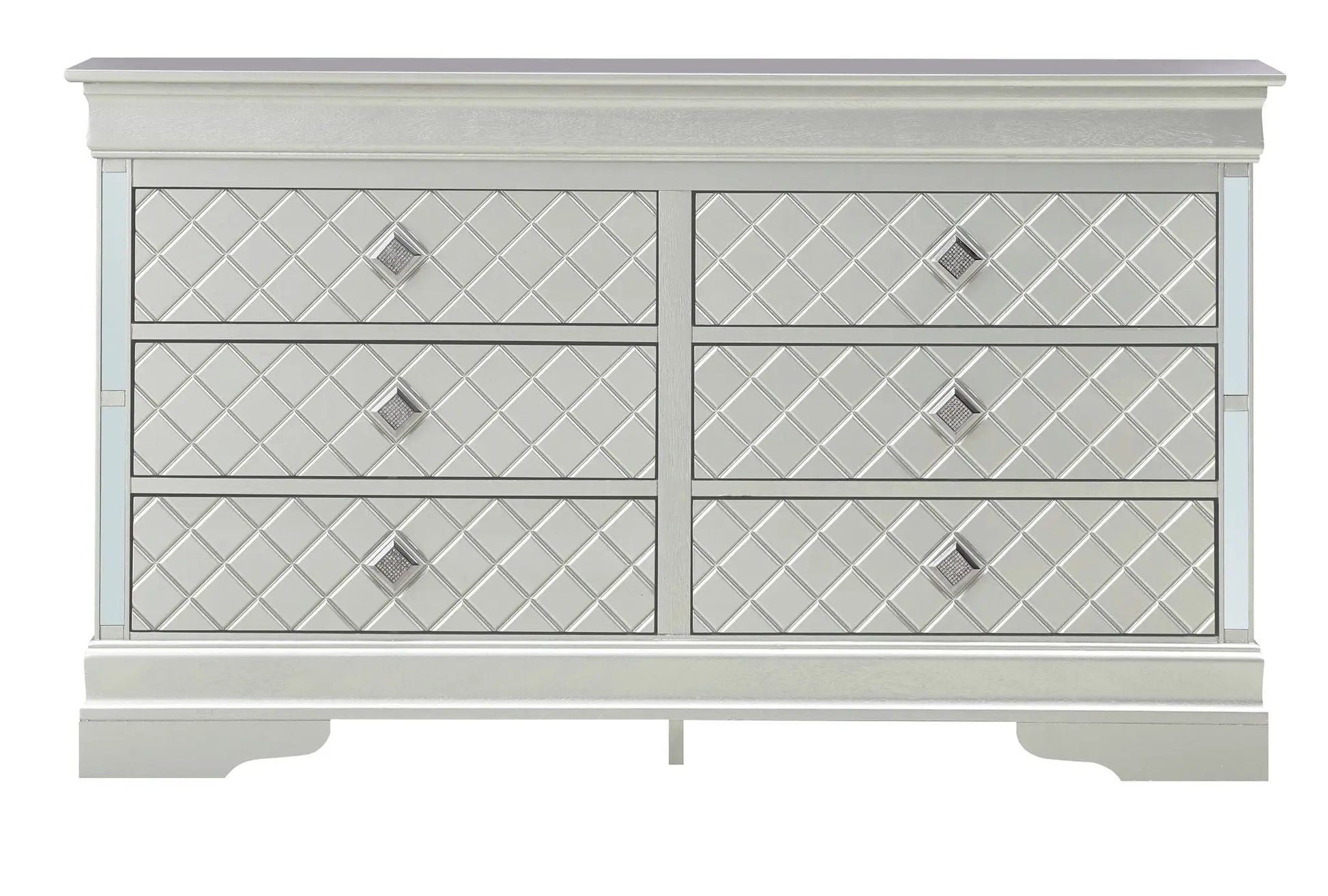 Verona dresser by Unique Piece Furniture with mirrored diamond-panel fronts and pulls on Tampa Home & Garden Store