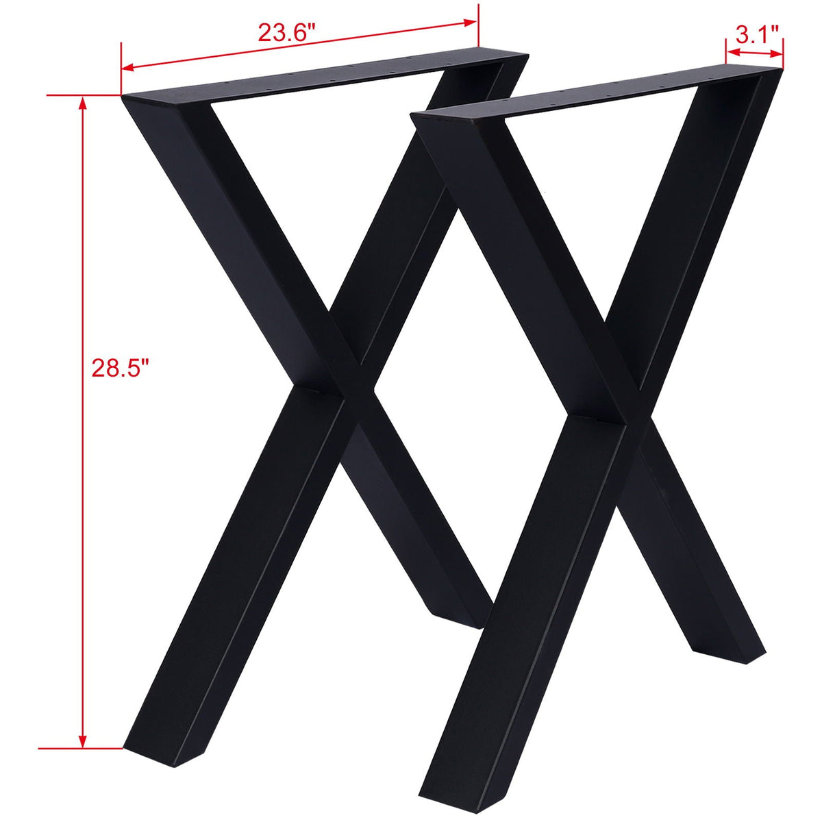 Wide black metal table legs with an X-frame for heavy-duty table bases on Tampa Home & Garden Store