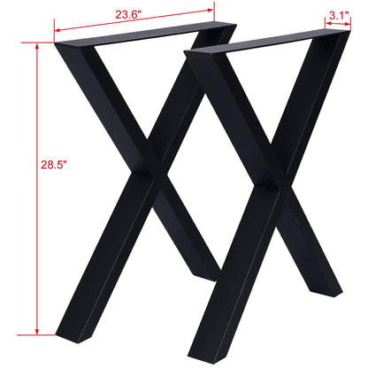 Wide black metal table legs with an X-frame for heavy-duty table bases on Tampa Home & Garden Store