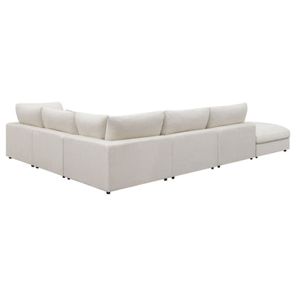 Rhette Upholstered Sectional, 2-Piece Living Room Set in light beige fabric, chaise on right on Tampa Home & Garden Store