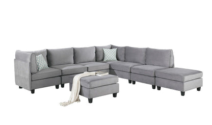 Simona modular sectional sofa in light gray fabric with chaise and ottoman by HouseOfZazla on Tampa Home & Garden Store