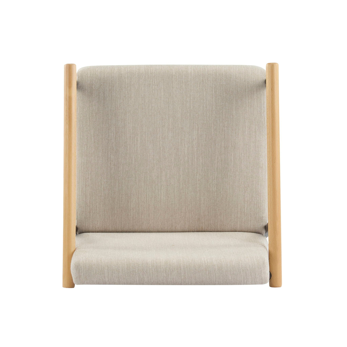 Mid Century Modern counter stool with beige fabric upholstery and light wood frame on Tampa Home & Garden Store
