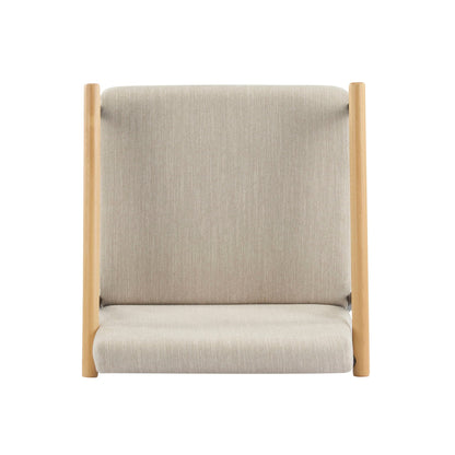 Mid Century Modern counter stool with beige fabric upholstery and light wood frame on Tampa Home & Garden Store