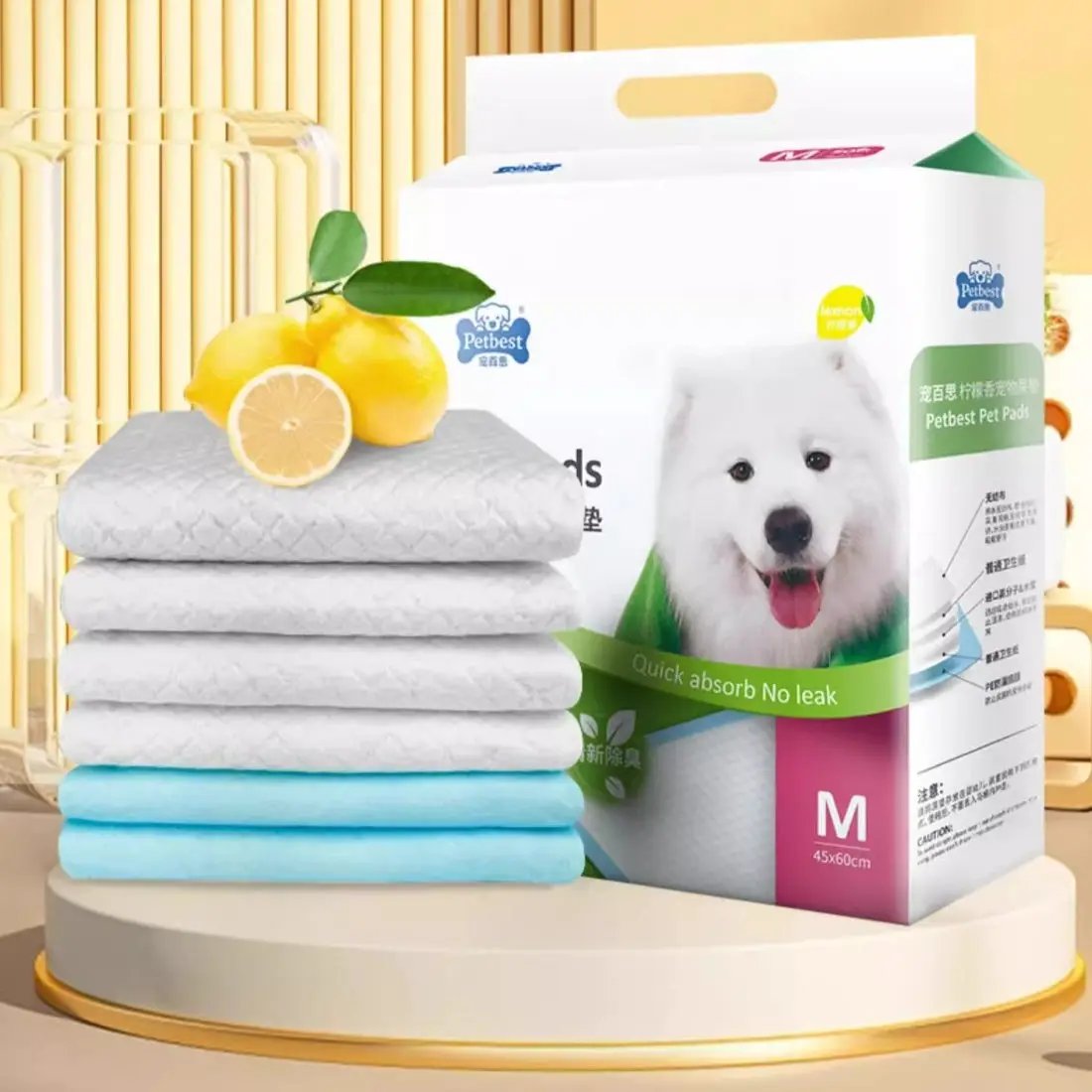 Dog training pads, thickened absorbent urine pads in gray and blue, M 45x60cm Petbest on Tampa Home & Garden Store