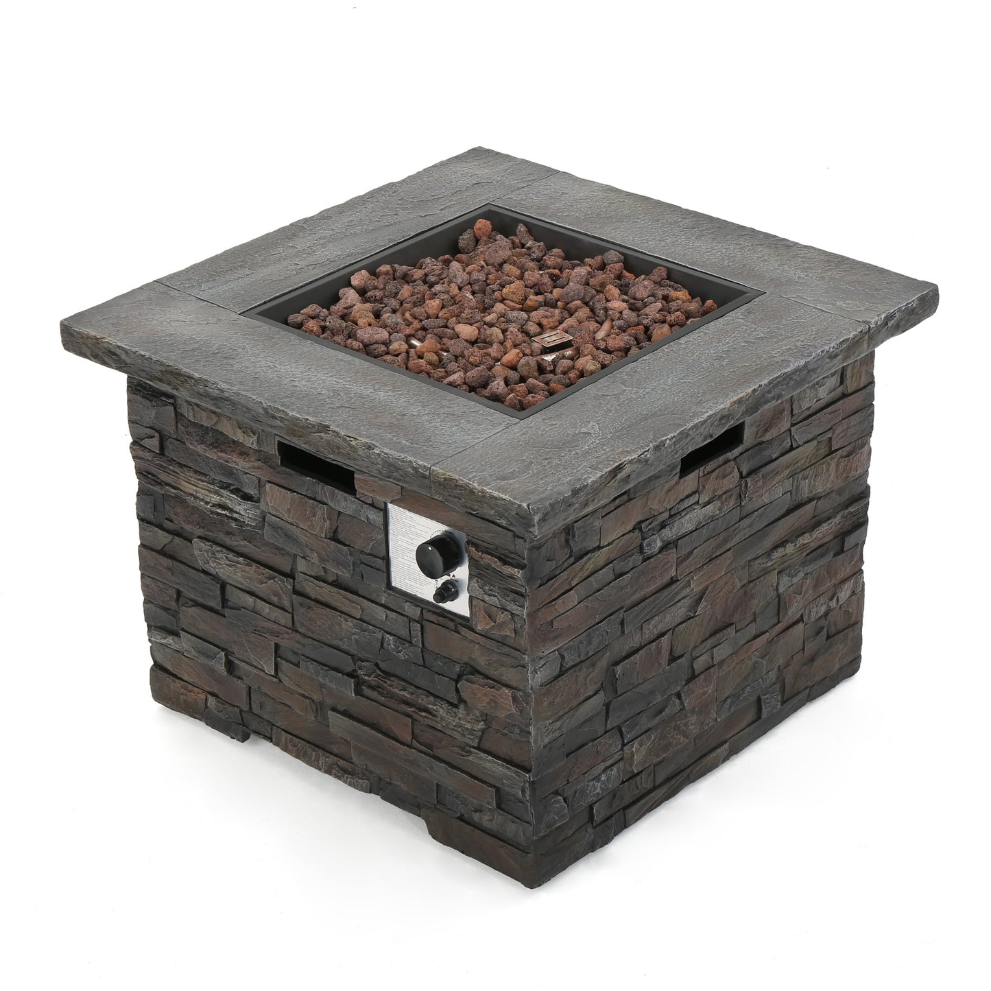 HouseOfZazla 33' SQUARE MGO FIRE PIT 40000 BTU with lava rock fill on Tampa Home & Garden Store