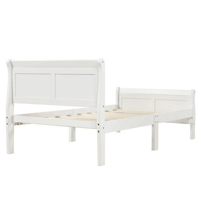 White platform bed frame with headboard and footboard, wood slat support, Unique Piece Furniture on Tampa Home & Garden Store