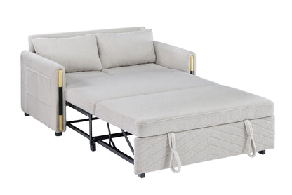 Beige teddy sleeper loveseat with dual-pull design, HouseOfZazla, plush upholstery on Tampa Home & Garden Store