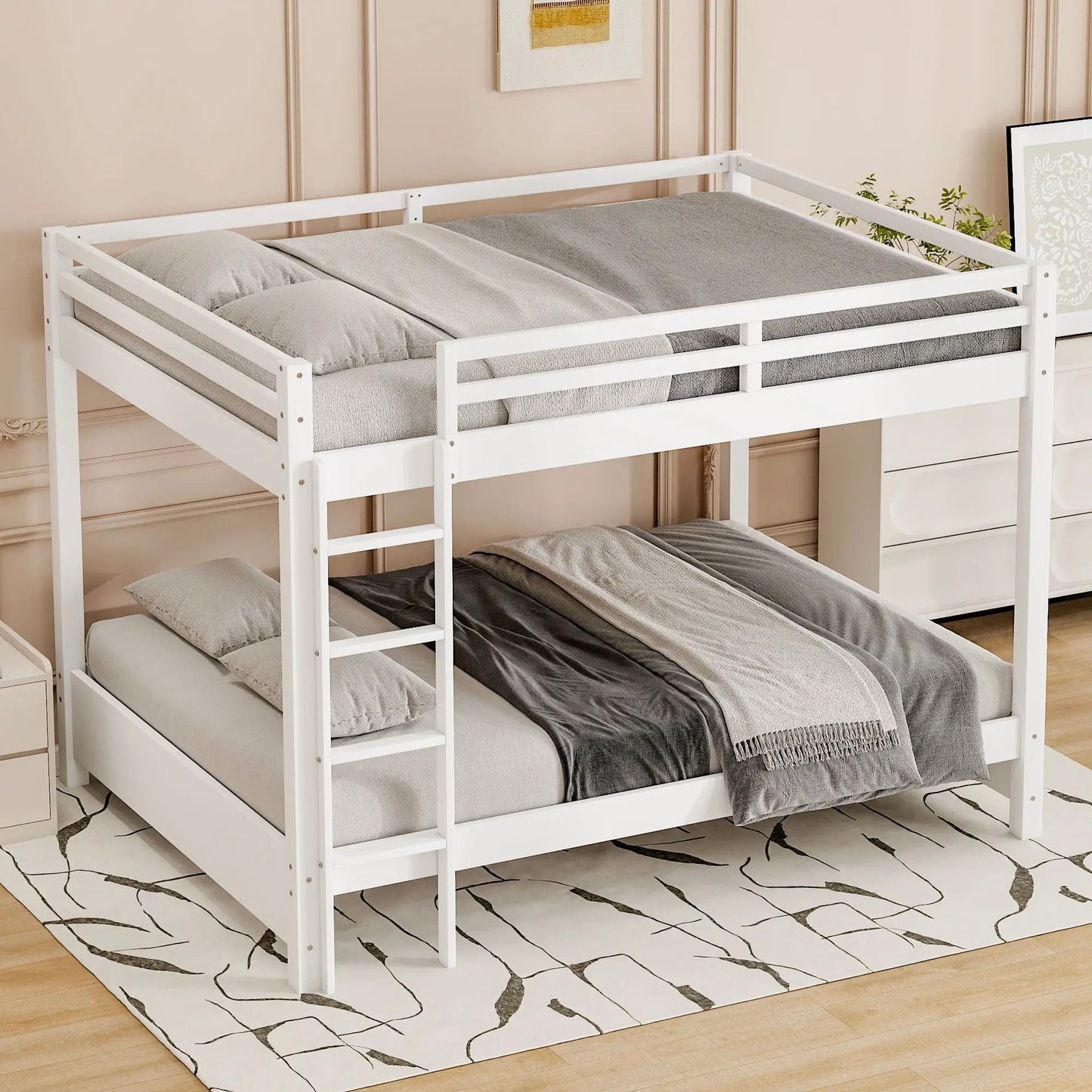 Sturdy Pine Bunk Bed with Ladder for Small Rooms