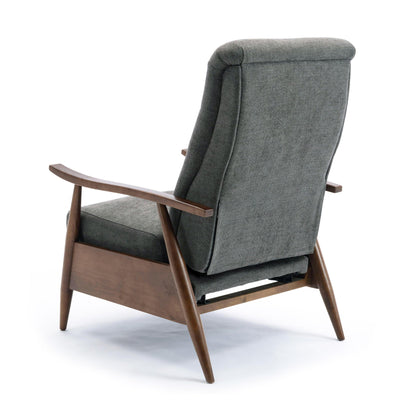 Sarasota Arm Push Back Recliner by HouseOfZazla in charcoal gray fabric with wood arms on Tampa Home & Garden Store