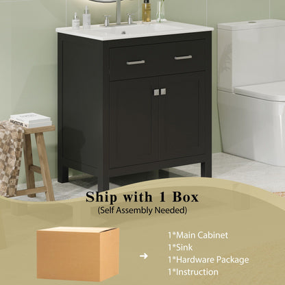 Black modern bathroom vanity with ceramic sink and soft-close doors by HouseOfZazla on Tampa Home & Garden Store