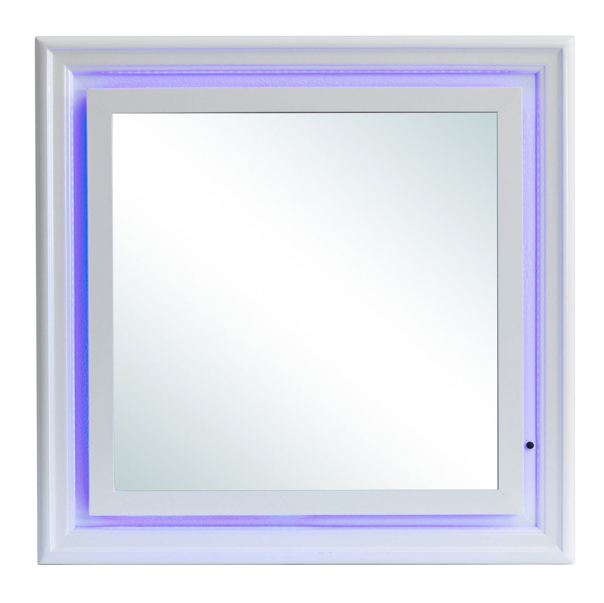Mirror Transitional LED croc-textured pearl silver frame with purple glow HouseOfZazla on Tampa Home & Garden Store
