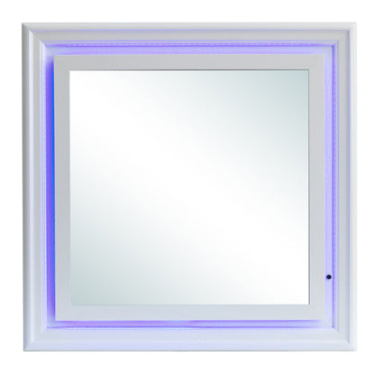 Mirror Transitional LED croc-textured pearl silver frame with purple glow HouseOfZazla on Tampa Home & Garden Store