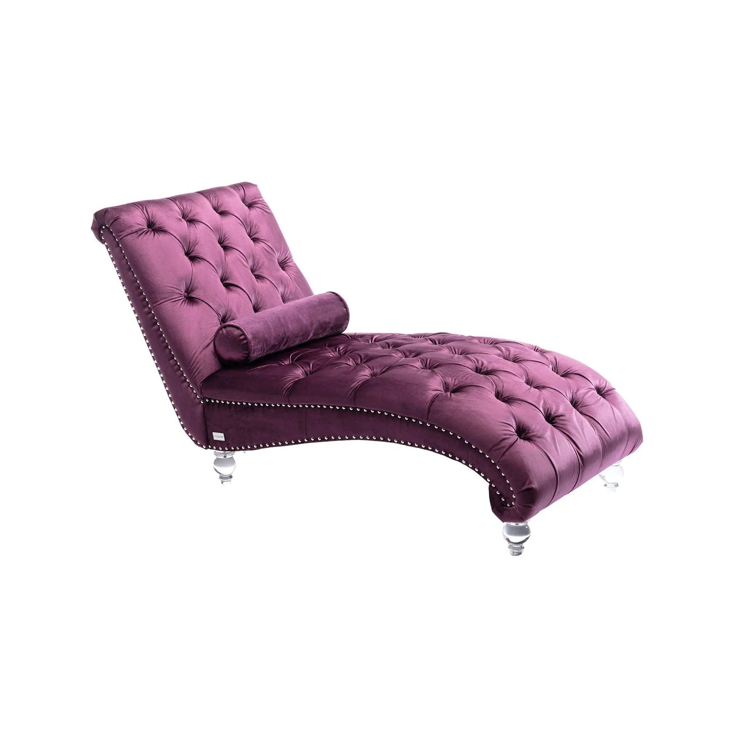Indoor Chaise Lounge With Button Tufted Pillow