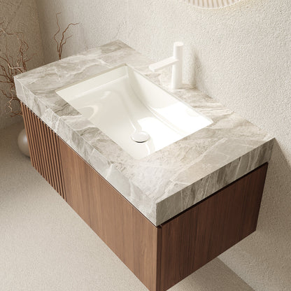 MURI 36in vanity with sink, floating plywood cabinet with drawer marble top HouseOfZazla on Tampa Home & Garden Store