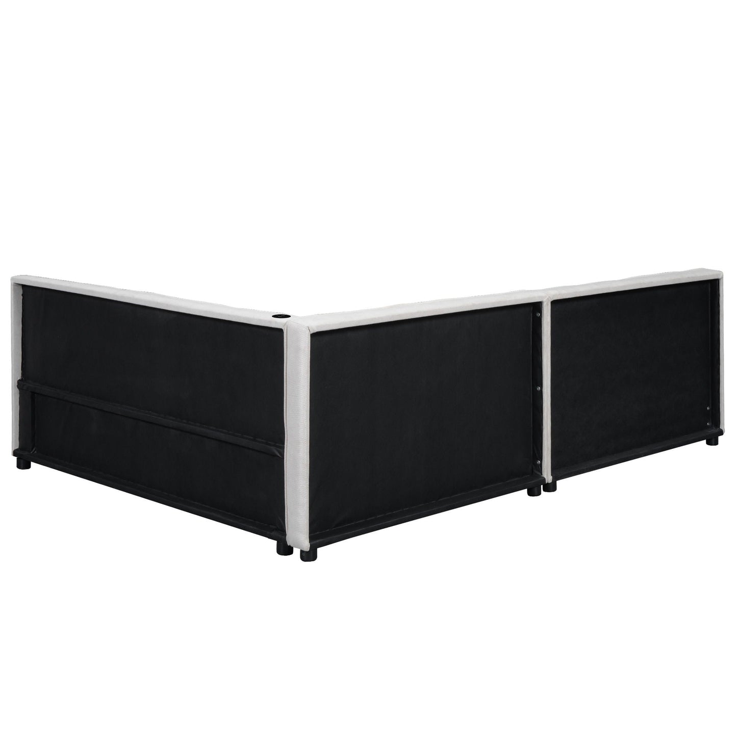HouseOfZazla modular upholstered bench set in black fabric with gray frames, 3-piece on Tampa Home & Garden Store