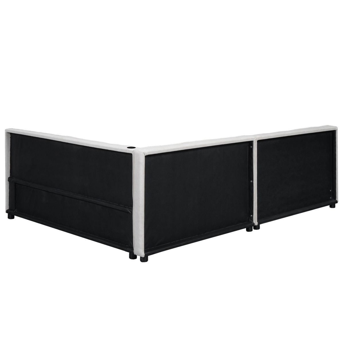 HouseOfZazla modular upholstered bench set in black fabric with gray frames, 3-piece on Tampa Home & Garden Store