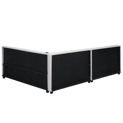 HouseOfZazla modular upholstered bench set in black fabric with gray frames, 3-piece on Tampa Home & Garden Store