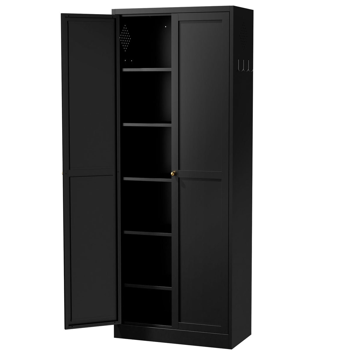 Kitchen Pantry Cabinet with 4 adjustable shelves, heavy-duty freestanding organizer, black on Tampa Home & Garden Store