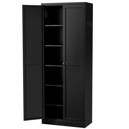 Kitchen Pantry Cabinet with 4 adjustable shelves, heavy-duty freestanding organizer, black on Tampa Home & Garden Store