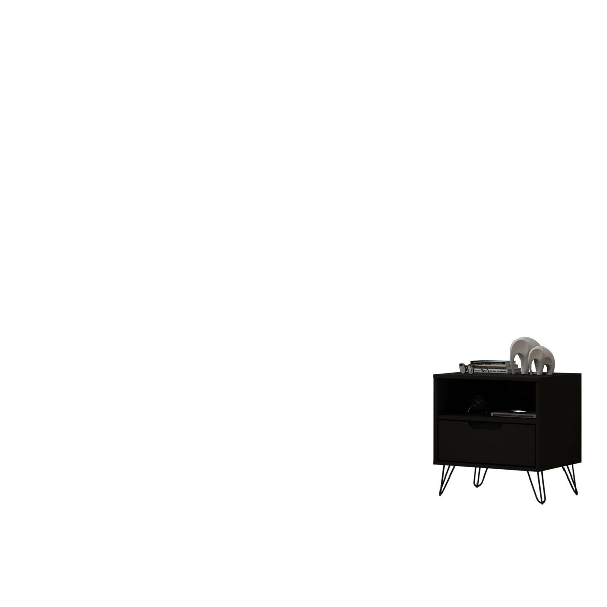 Rockefeller Nightstand with 1 drawer, black finish, splayed legs by HouseOfZazla on Tampa Home & Garden Store
