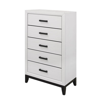 Mirage Chest with Five Drawers in white, black handles and legs on Tampa Home & Garden Store