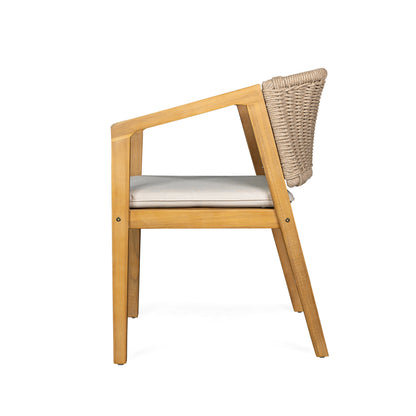 7-Piece Outdoor Dining Set Acacia Wood Rope Chair with Beige Cushion on Tampa Home & Garden Store