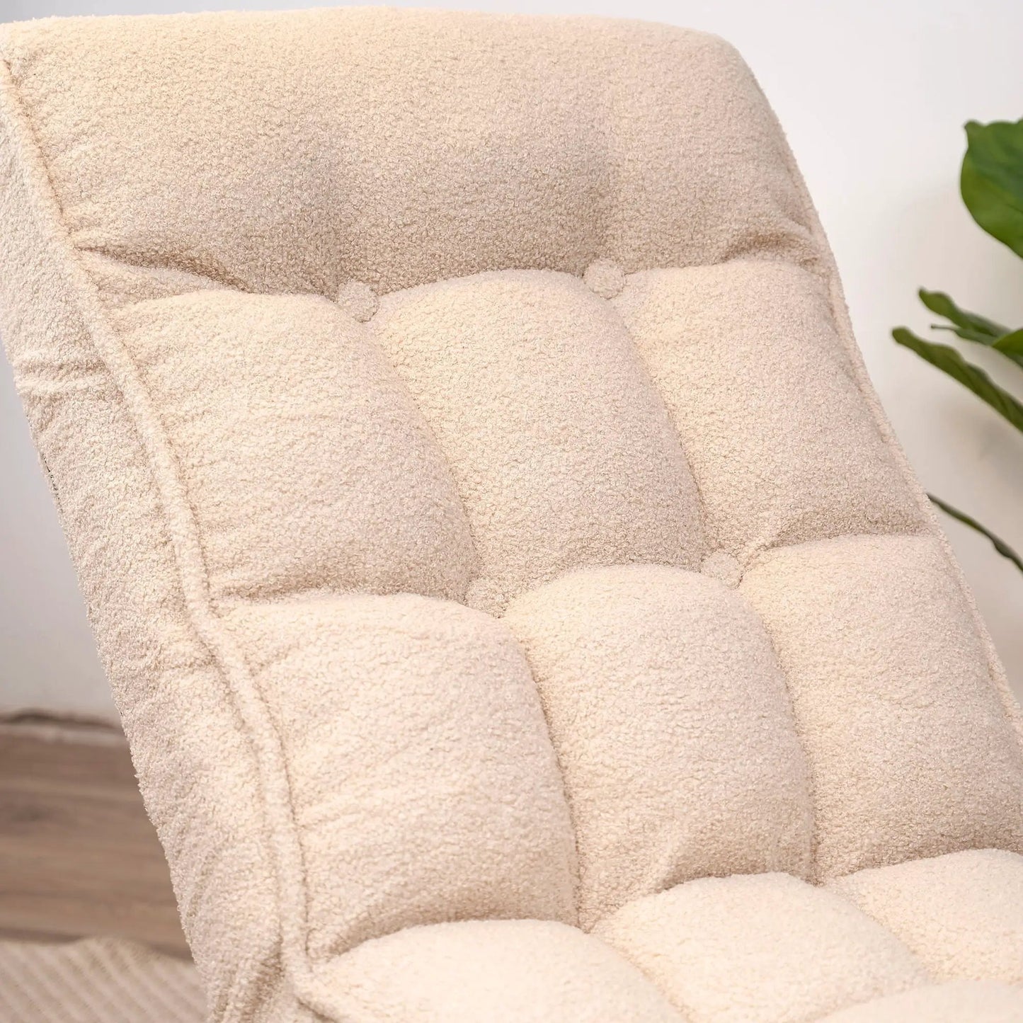 Reclining Japanese Chair beige boucle upholstery by Unique Piece Furniture on Tampa Home & Garden Store