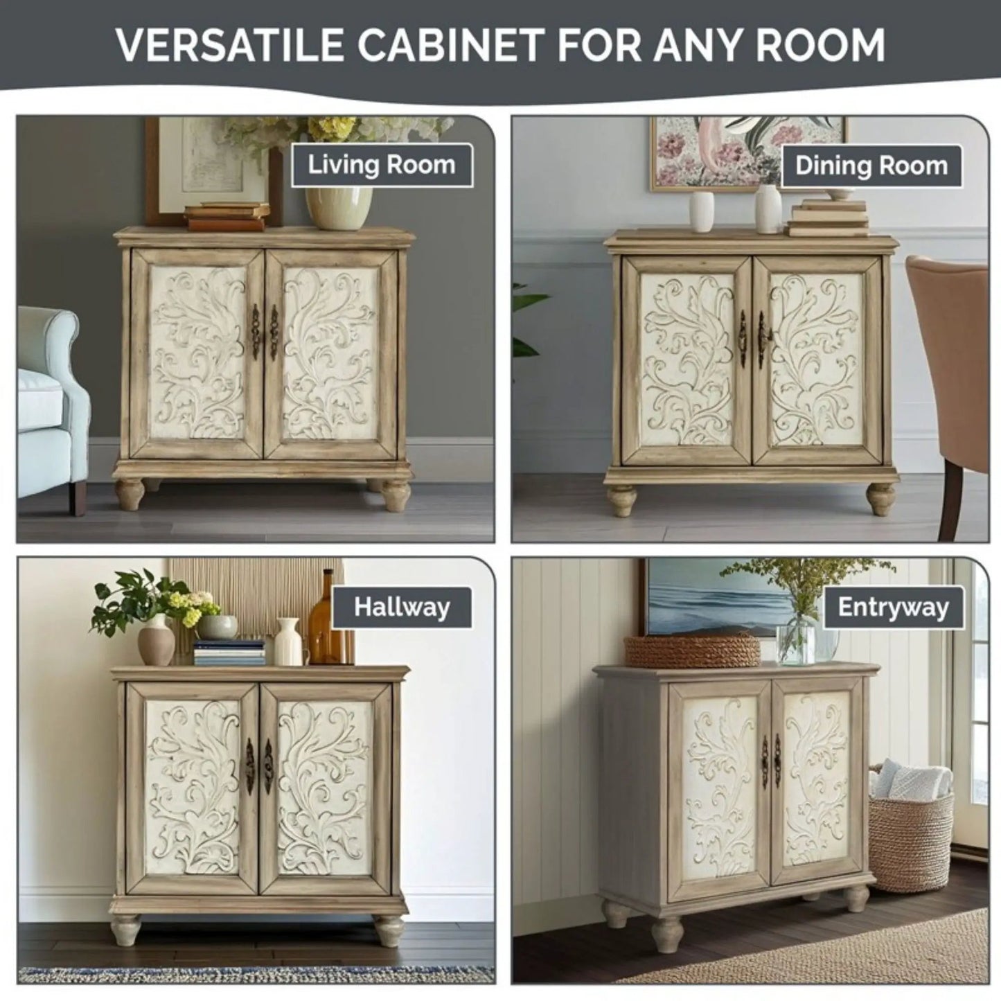 Driscoll 2 Door Cabinet With Floral Design