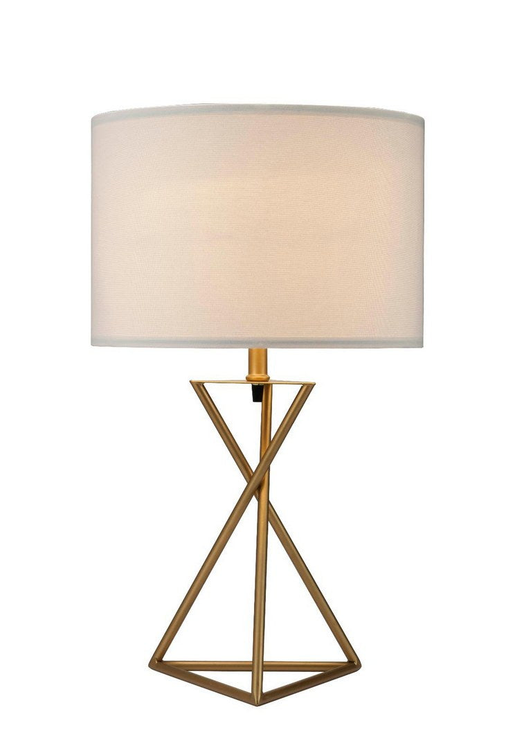 Table lamp Ester 26.25 tall matte gold metal geometric tripod base with white shade HouseOfZazla on Tampa Home & Garden Store