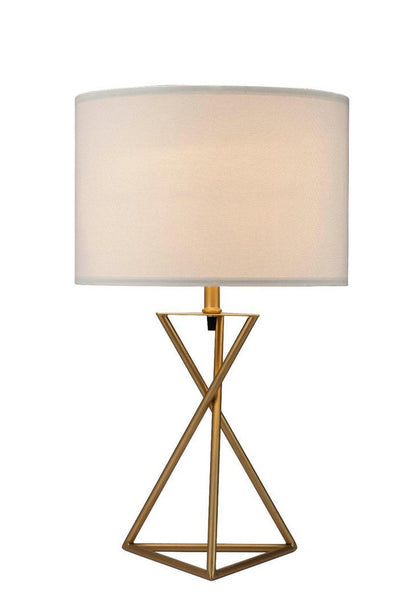 Table lamp Ester 26.25 tall matte gold metal geometric tripod base with white shade HouseOfZazla on Tampa Home & Garden Store