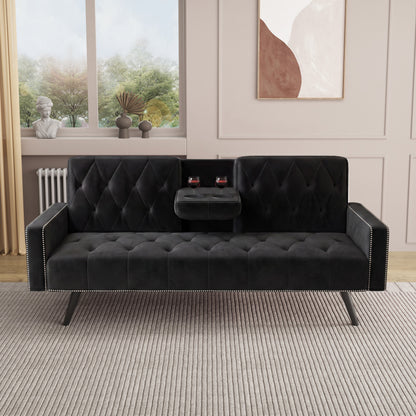 Stylish Velvet Sofa Bed and Nail Head Trim